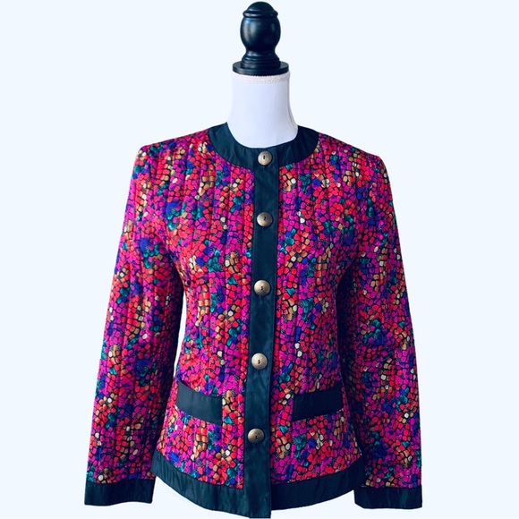 VINTAGE HOWARD WOLF MULTICOLOR QUILTED BLAZER - Picture 10 of 15